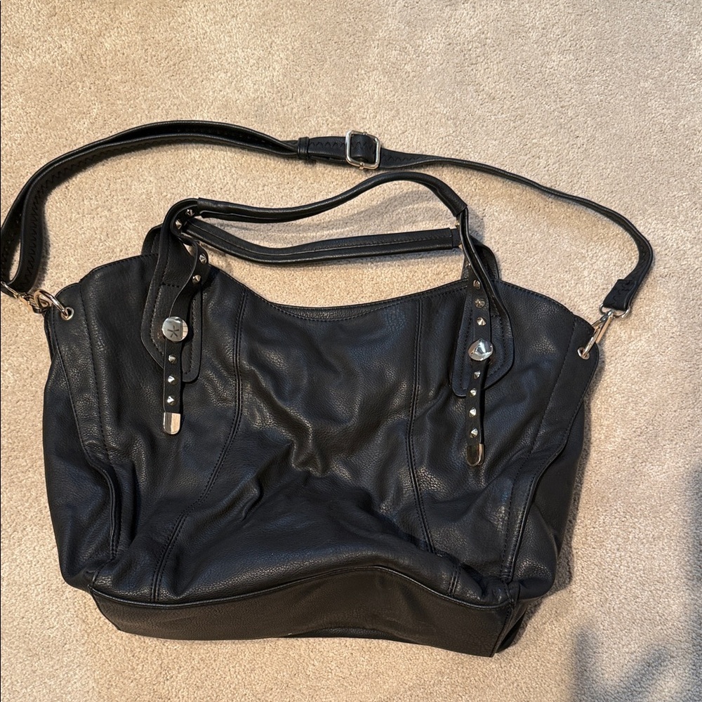 Elegant Black Leather Tote Bag